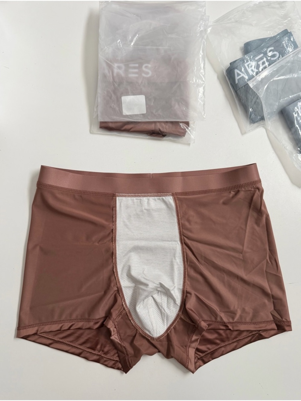 Ares Boxer Brief Silk Blend Lightweight Breathable 4 Way Stretch Blue Brown 6 Pk - Picture 6 of 15